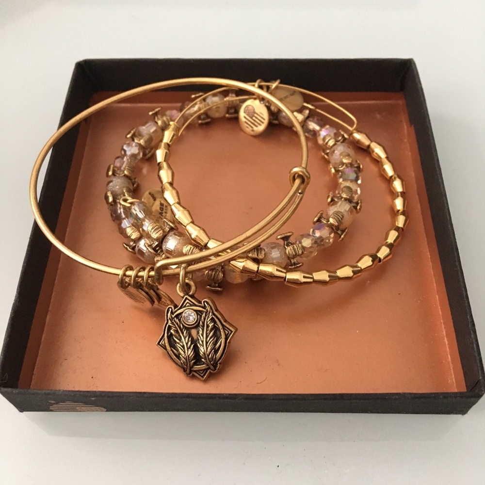 Alex and Ani Godspeed charm and beaded bracelets